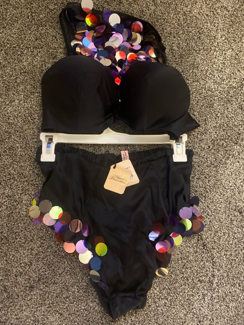 Agent Provocateur Black Bra with Iridescent Sequin Bib